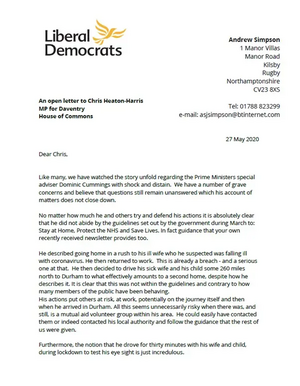 Open letter to Daventry MP Chris Heaton Harris